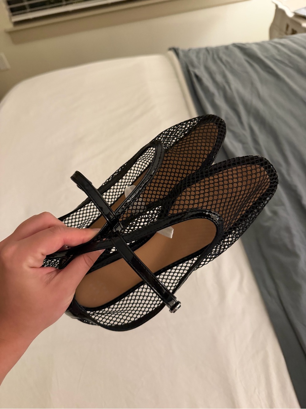 Black Mesh Ballet Flat Sandals